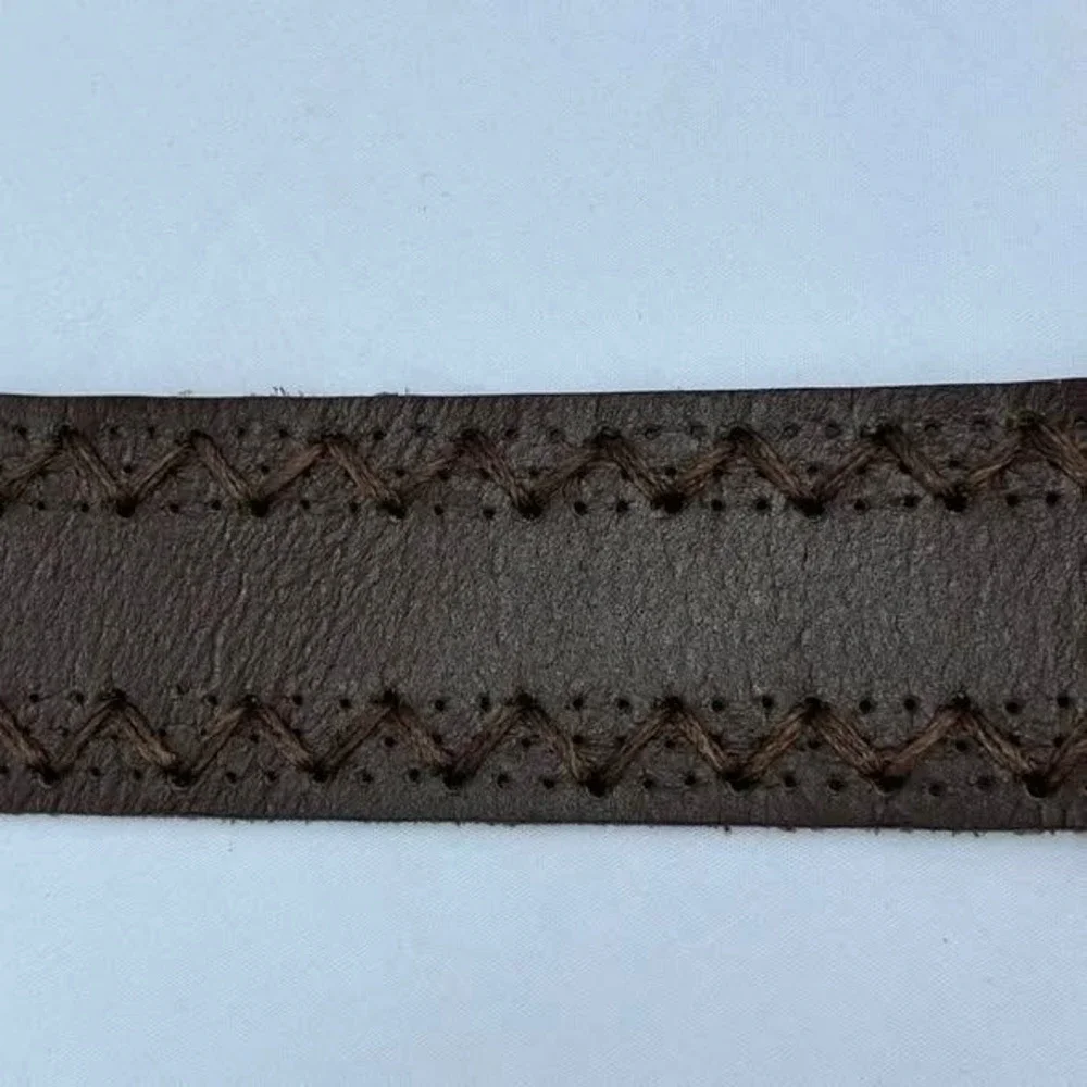 JCPenney Mens Chocolate Brown Genuine Leather Whipstitch Western Belt Size M